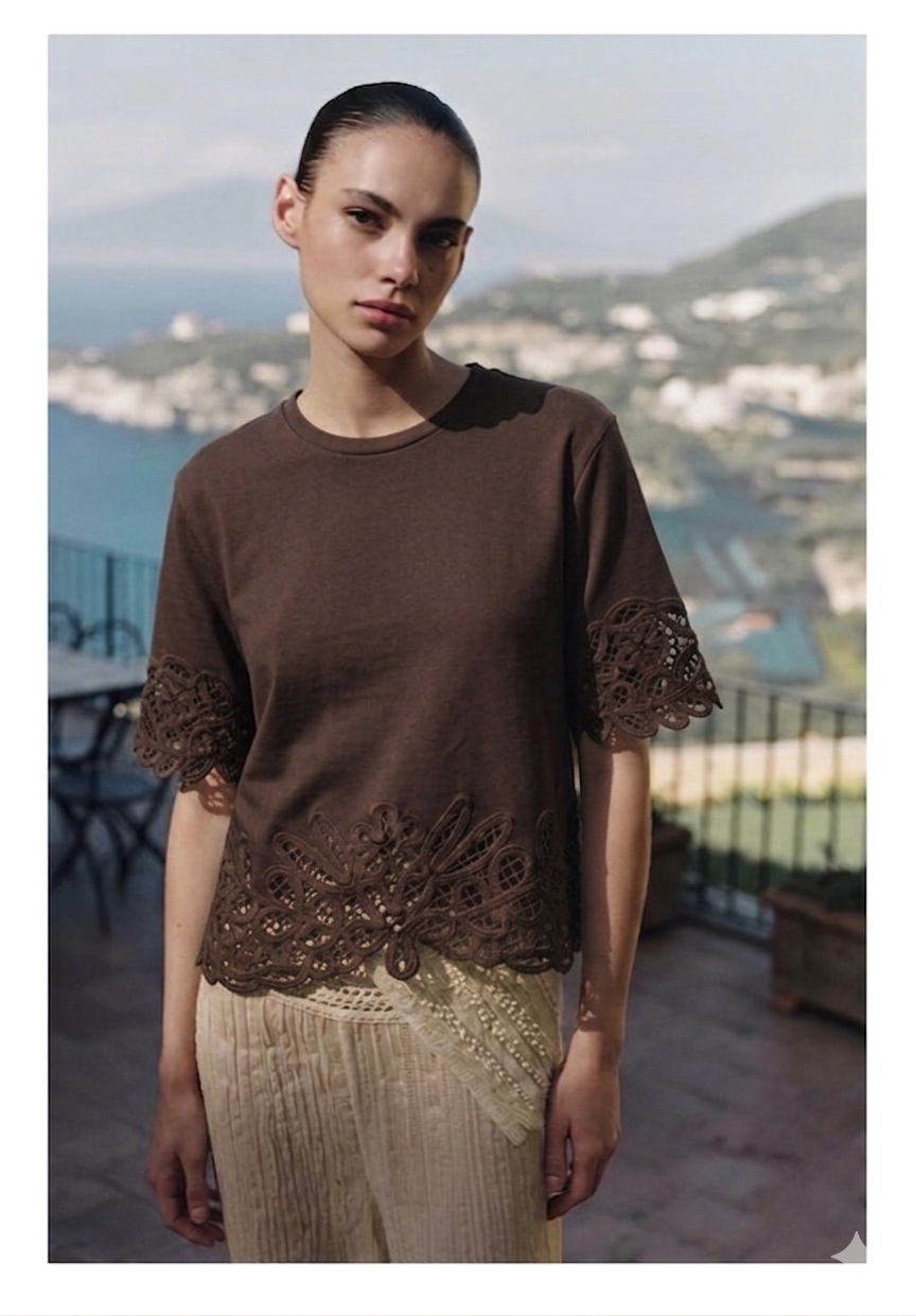 Shirt brown lace