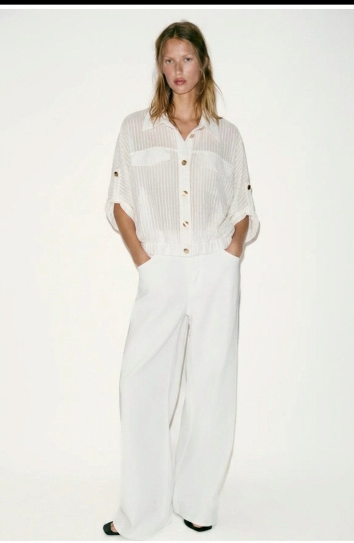 Shirt white Gold button