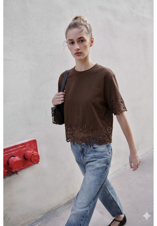 Shirt brown lace