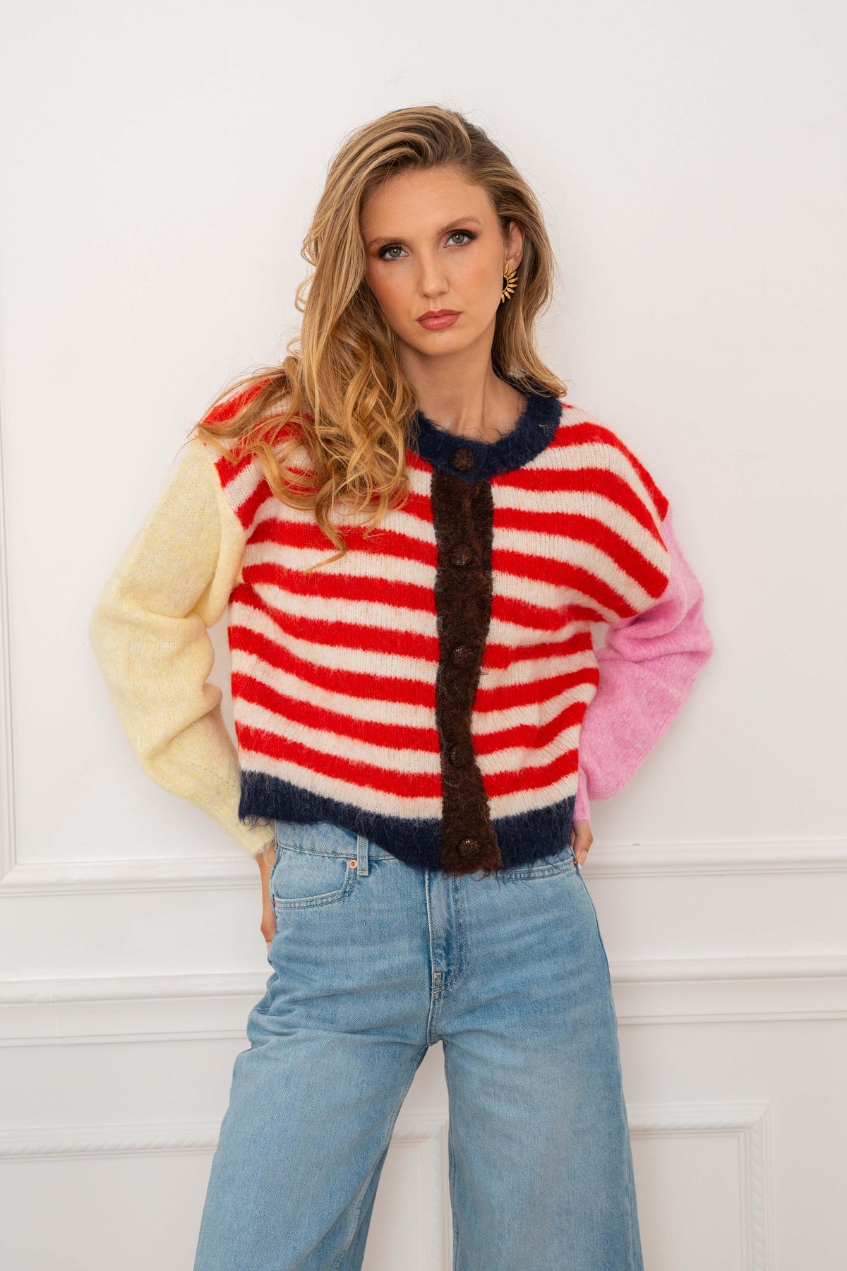 Pullover knit stripe multicolor