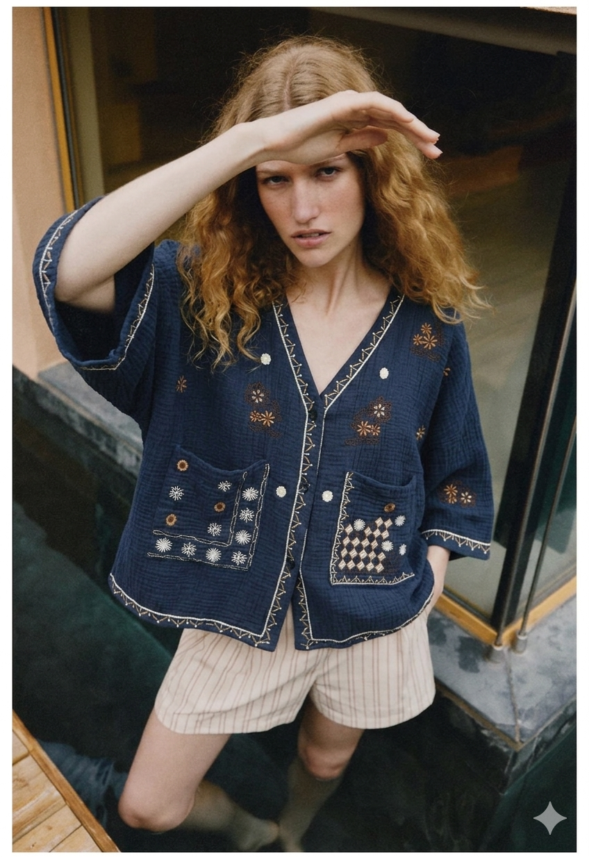 Shirt embroidery navy