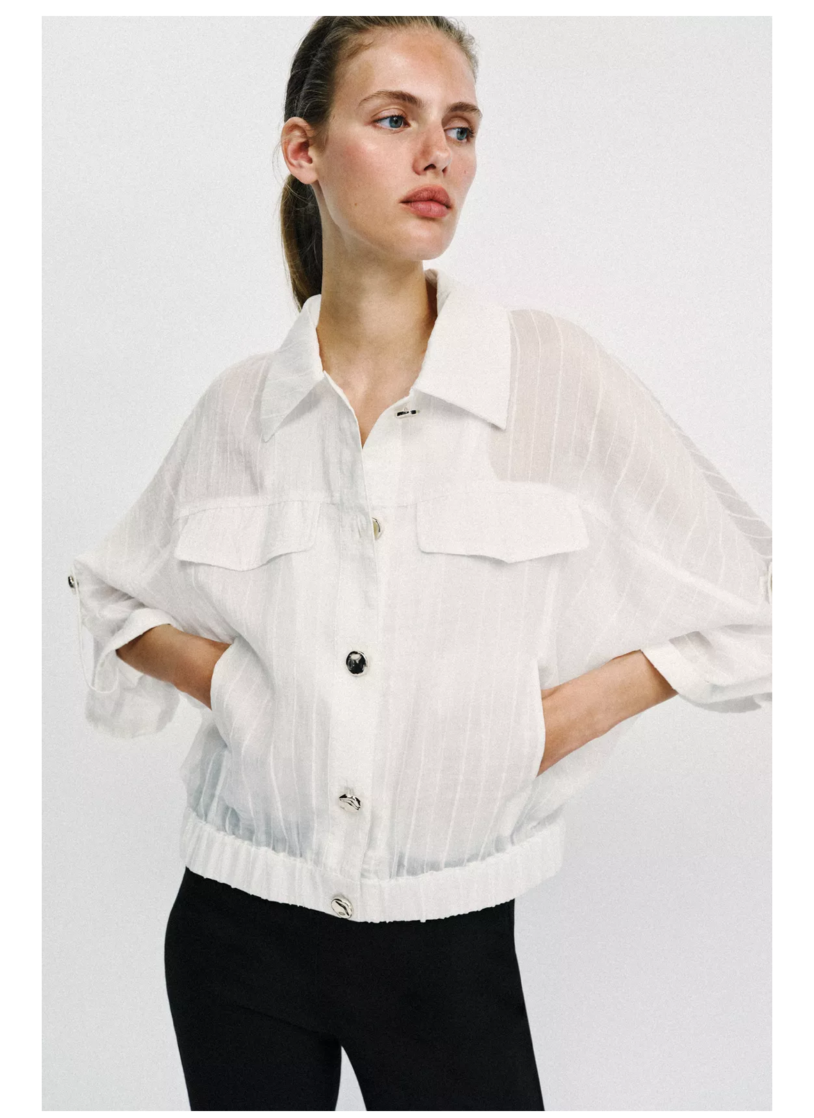 Shirt white Gold button