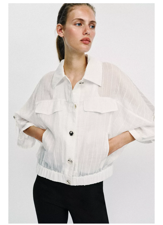 Shirt white Gold button