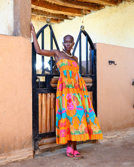 Dress floral orange