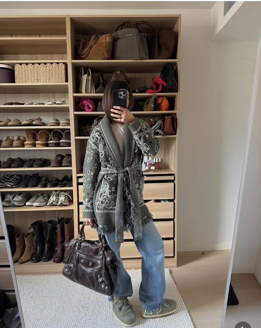 Bandana cardigan olive