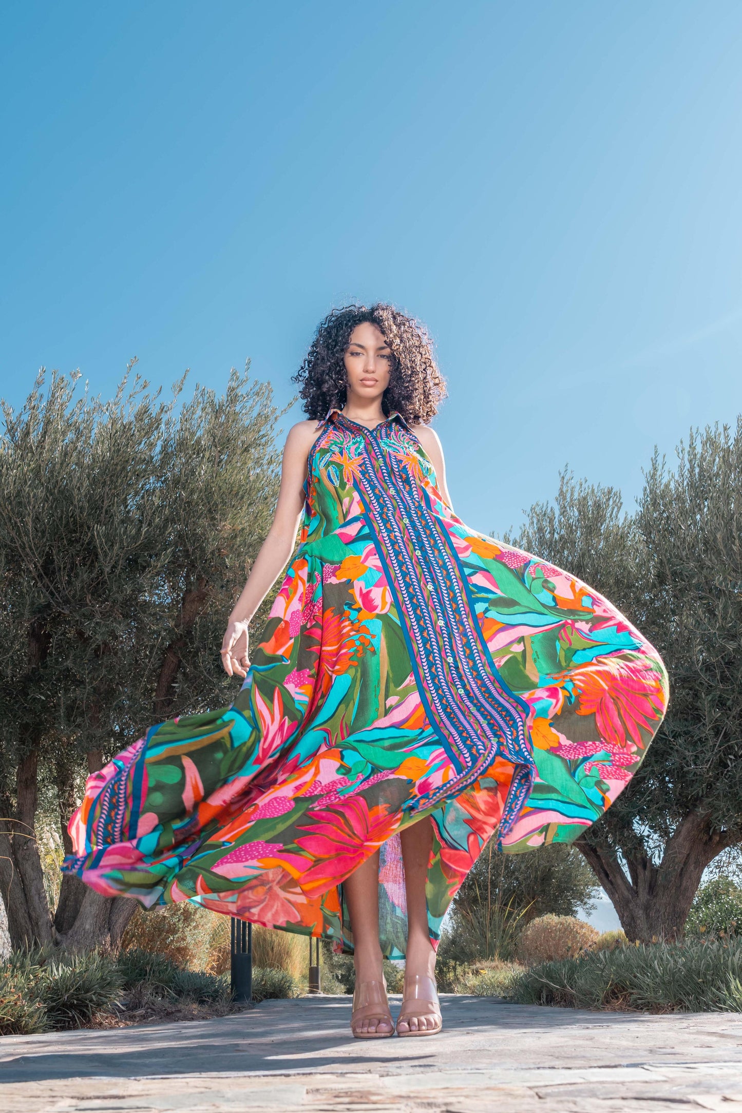 Dress floral leaves
