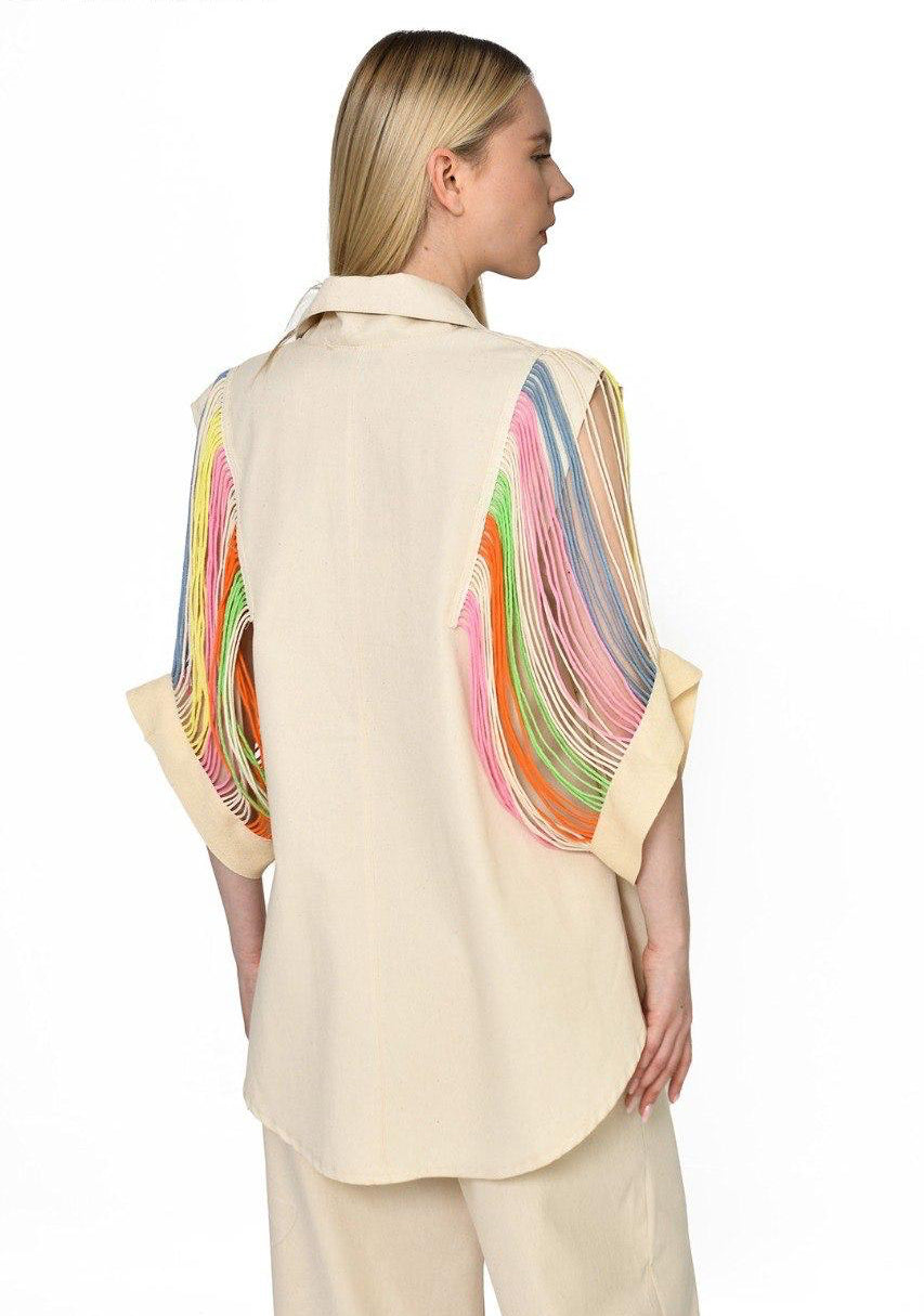 Vest colorful lines sleeves