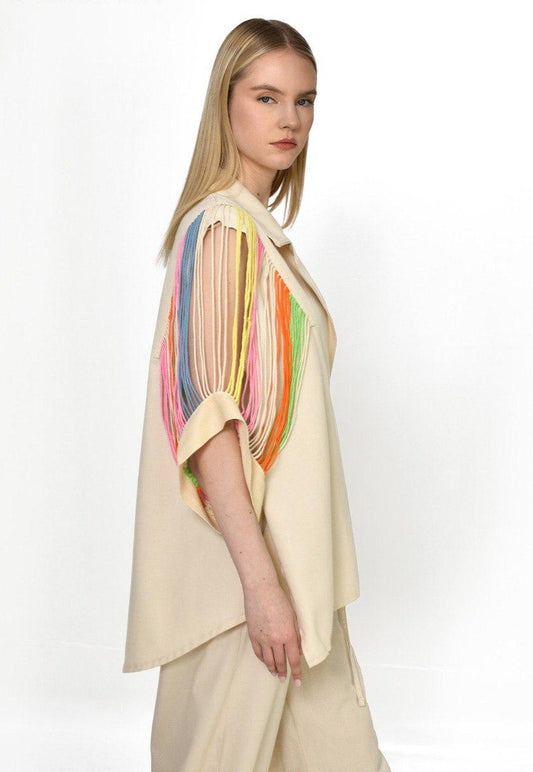 Vest colorful lines sleeves