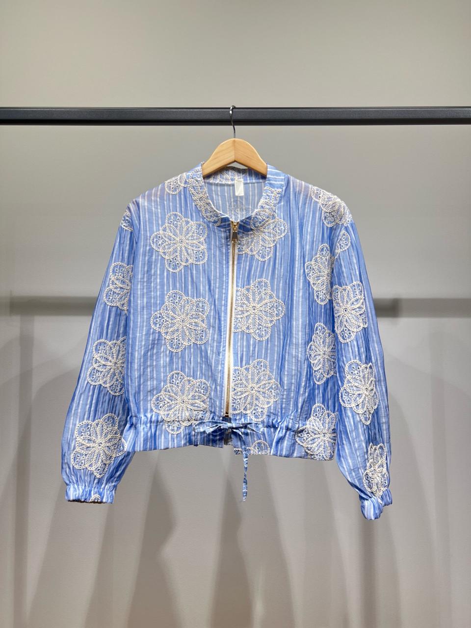 Shirt lace blue zipper