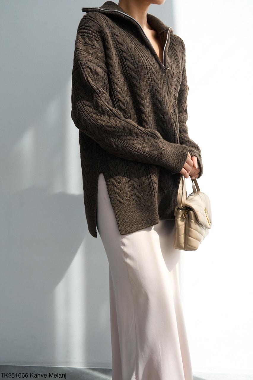 Brown Zipper Knit