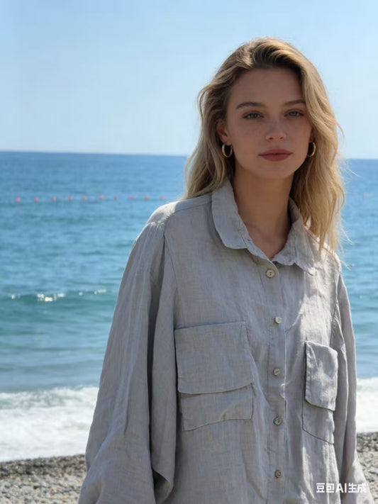 Shirt linen grey light
