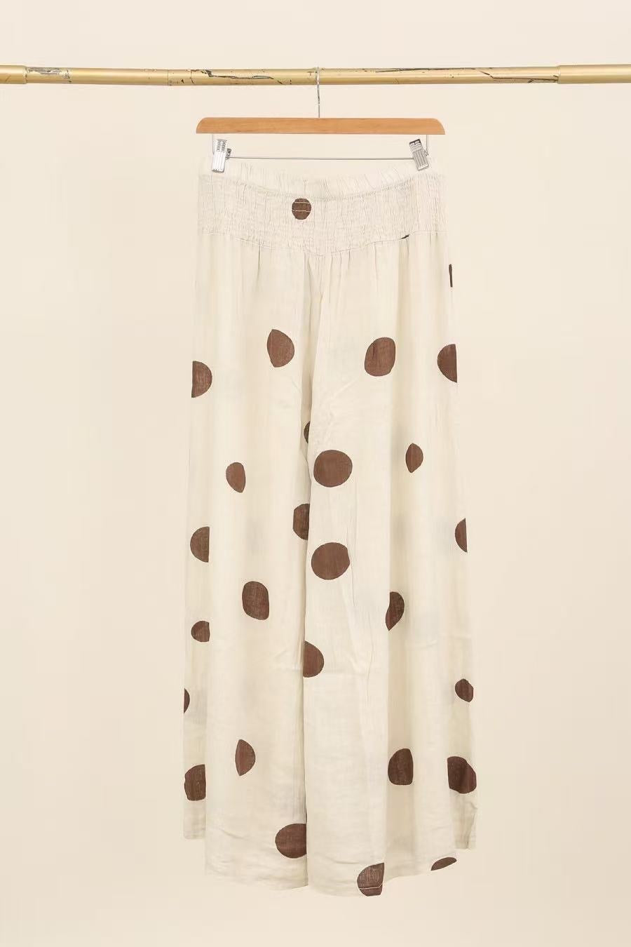 Pants polka beige linen