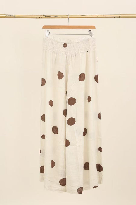 Pants polka beige linen