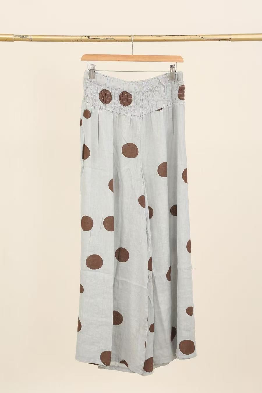 Pants polka grey linen