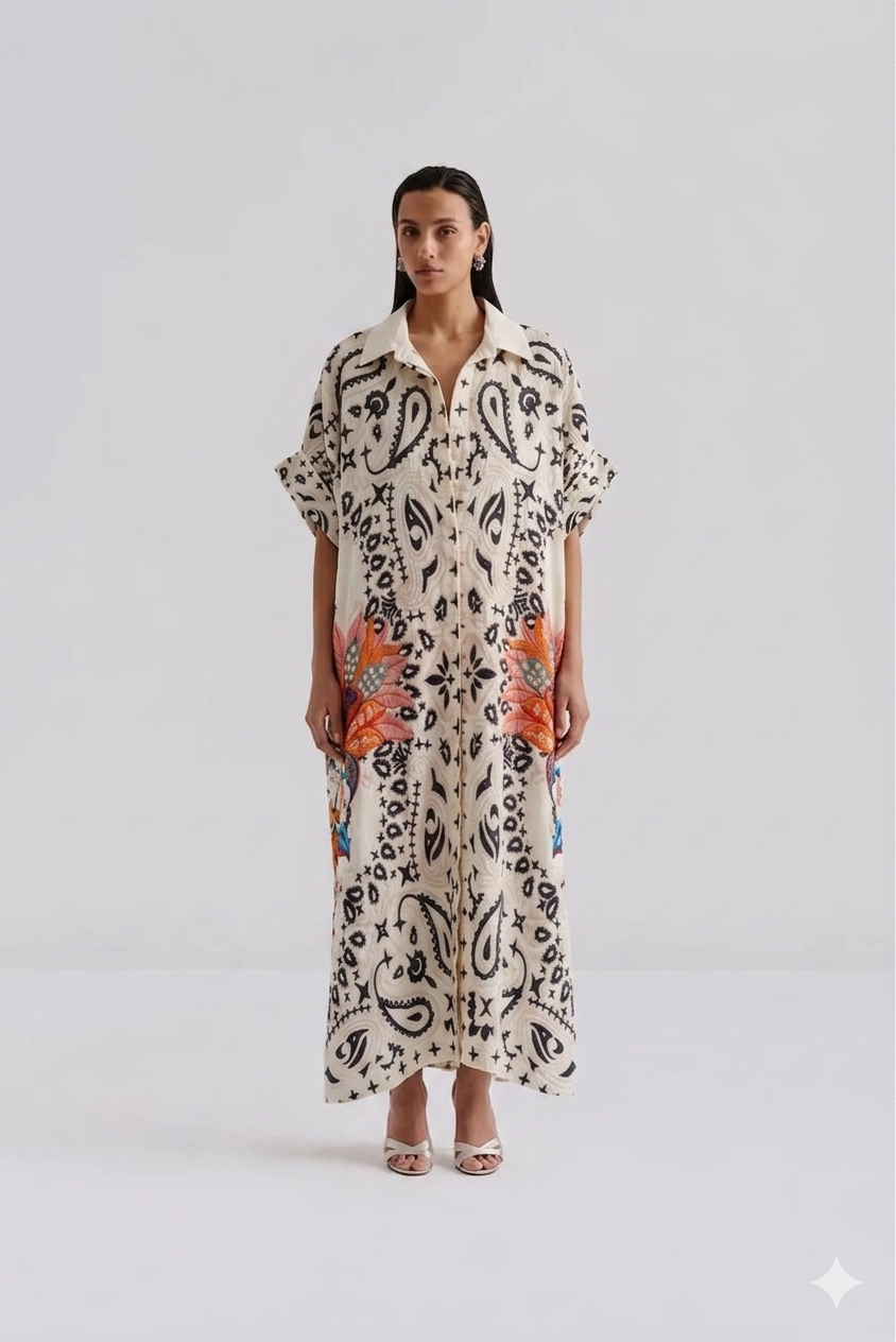 Shirt dress long pattern 4