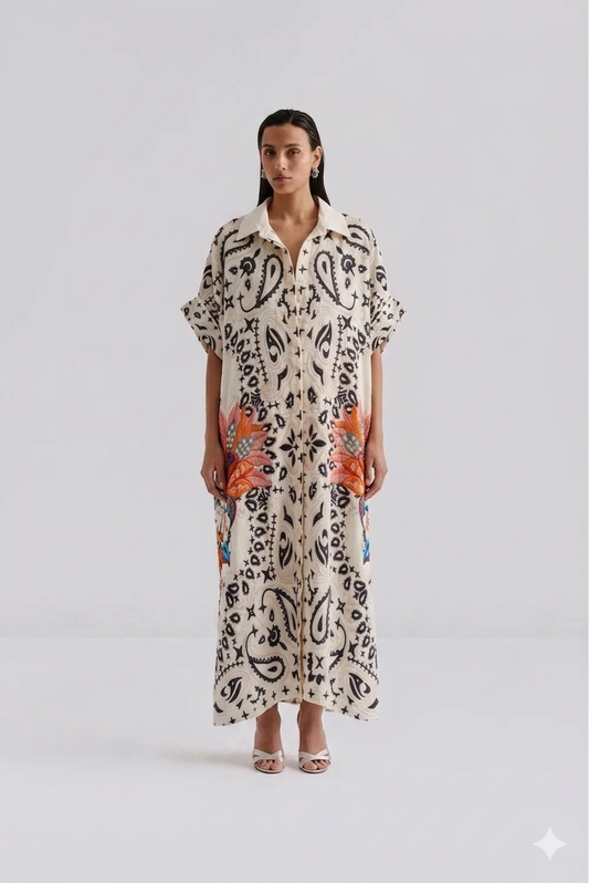 Shirt dress long pattern 4