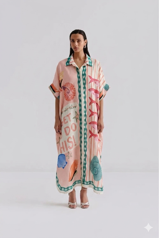 Shirt dress long pattern 1