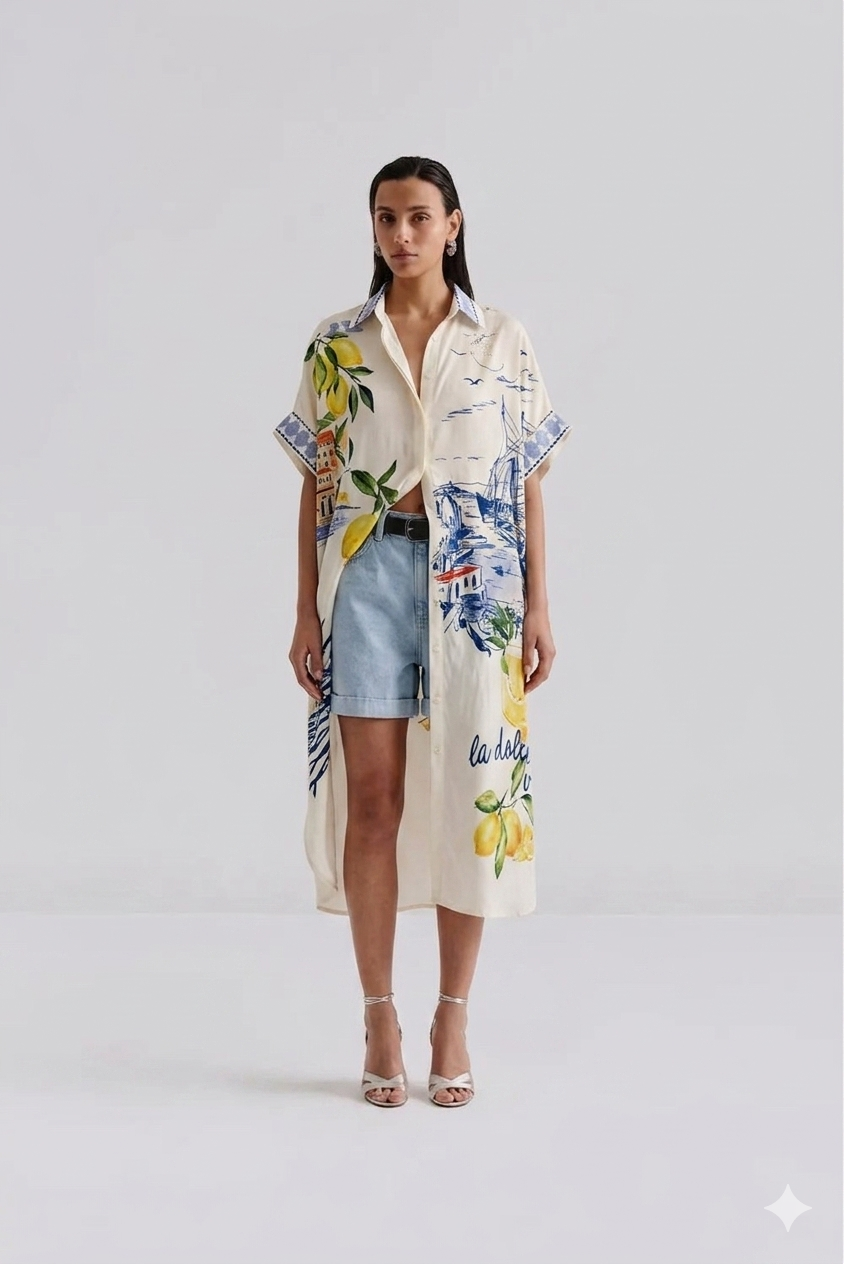 Shirt dress long pattern 5