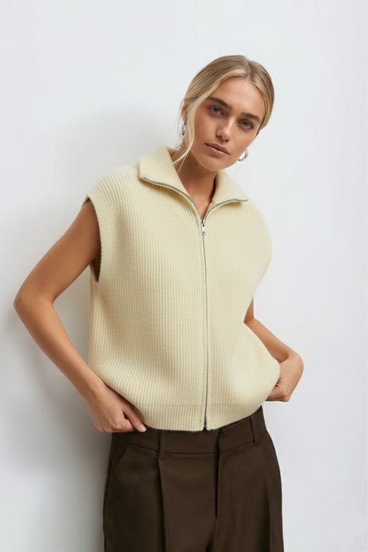 Vest knit double zipper