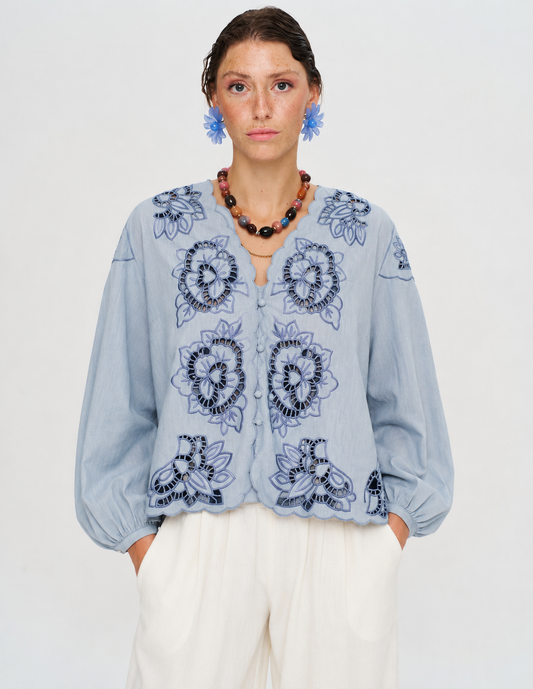 Shirt embroidery blue