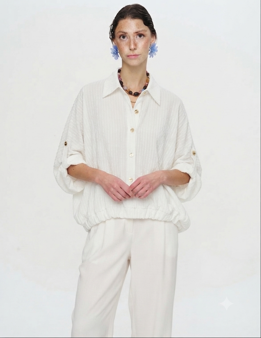 Shirt white Gold button