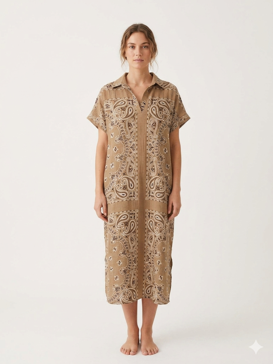 Shirt dress bandana cafe