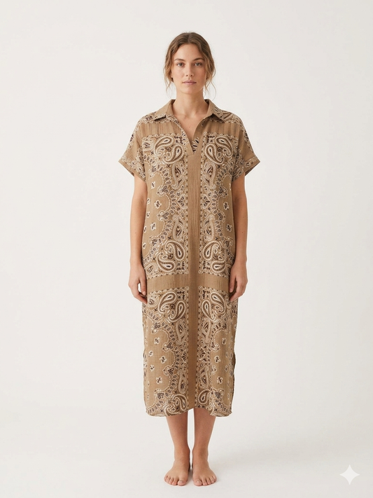 Shirt dress bandana cafe