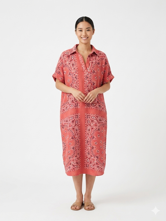 Shirt dress bandana red