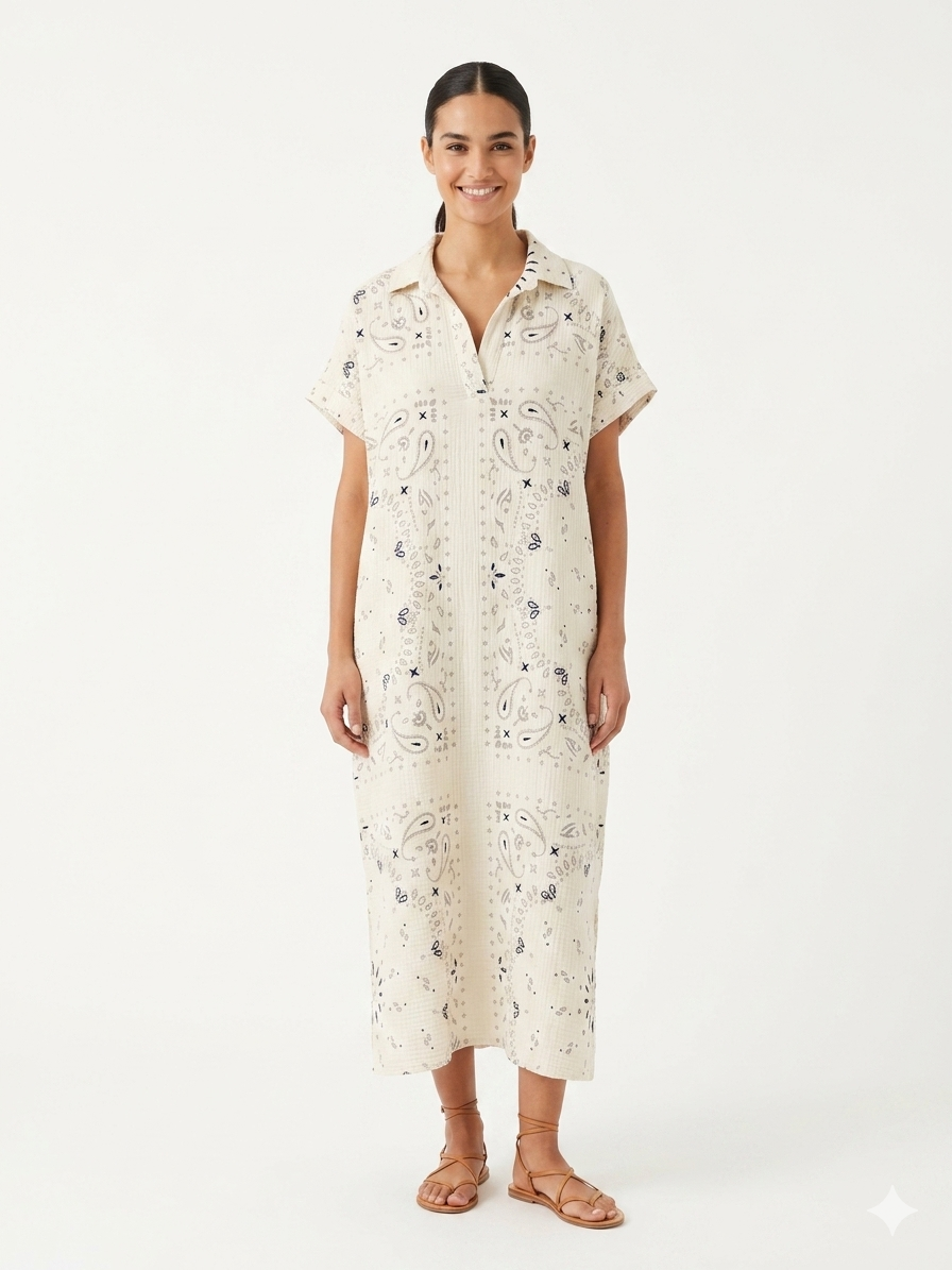 Shirt dress bandana white