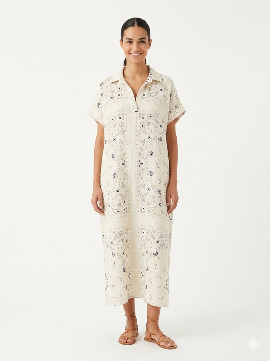 Shirt dress bandana white