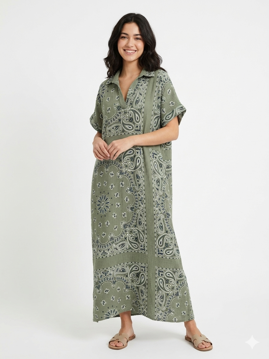 Shirt dress bandana olive
