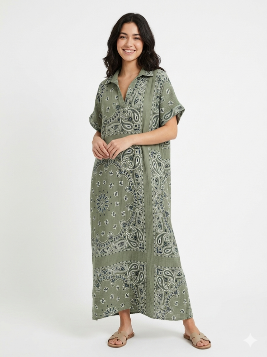 Shirt dress bandana olive
