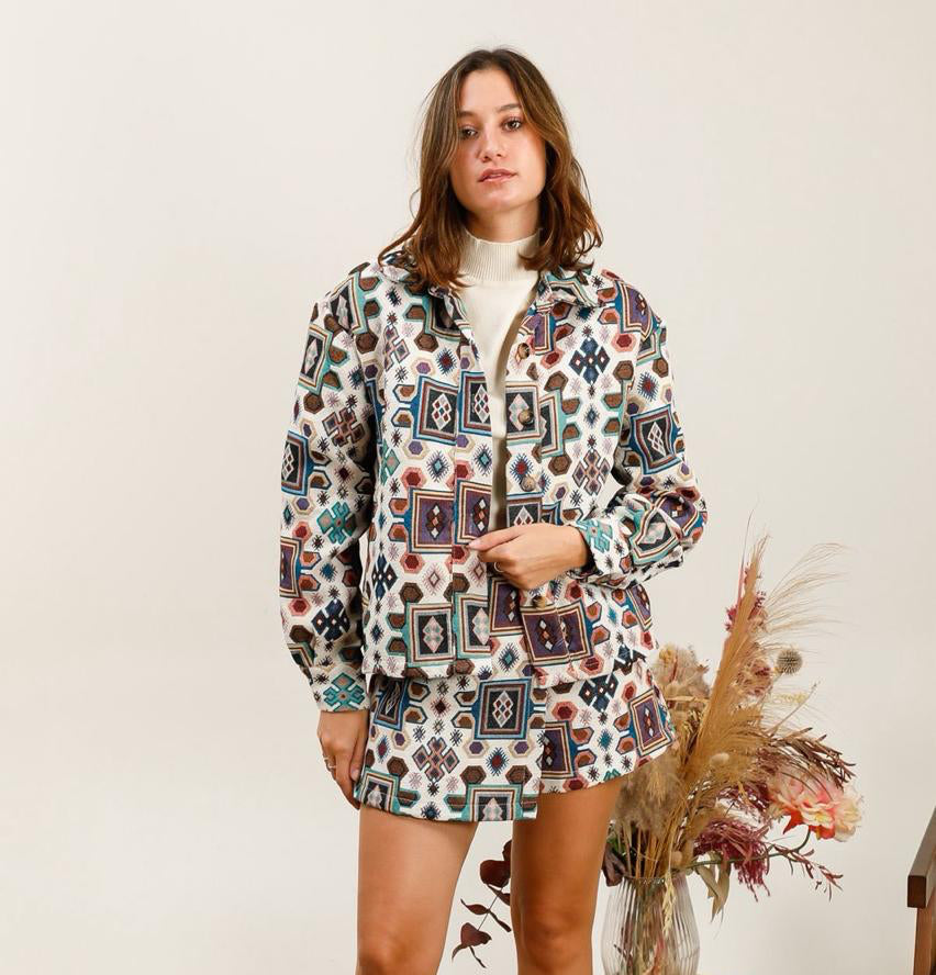 Jacket boho mix burgundy