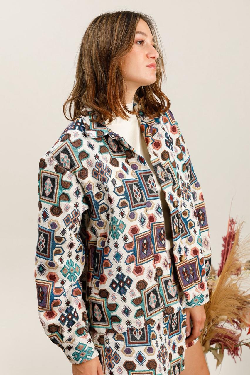 Jacket boho mix burgundy