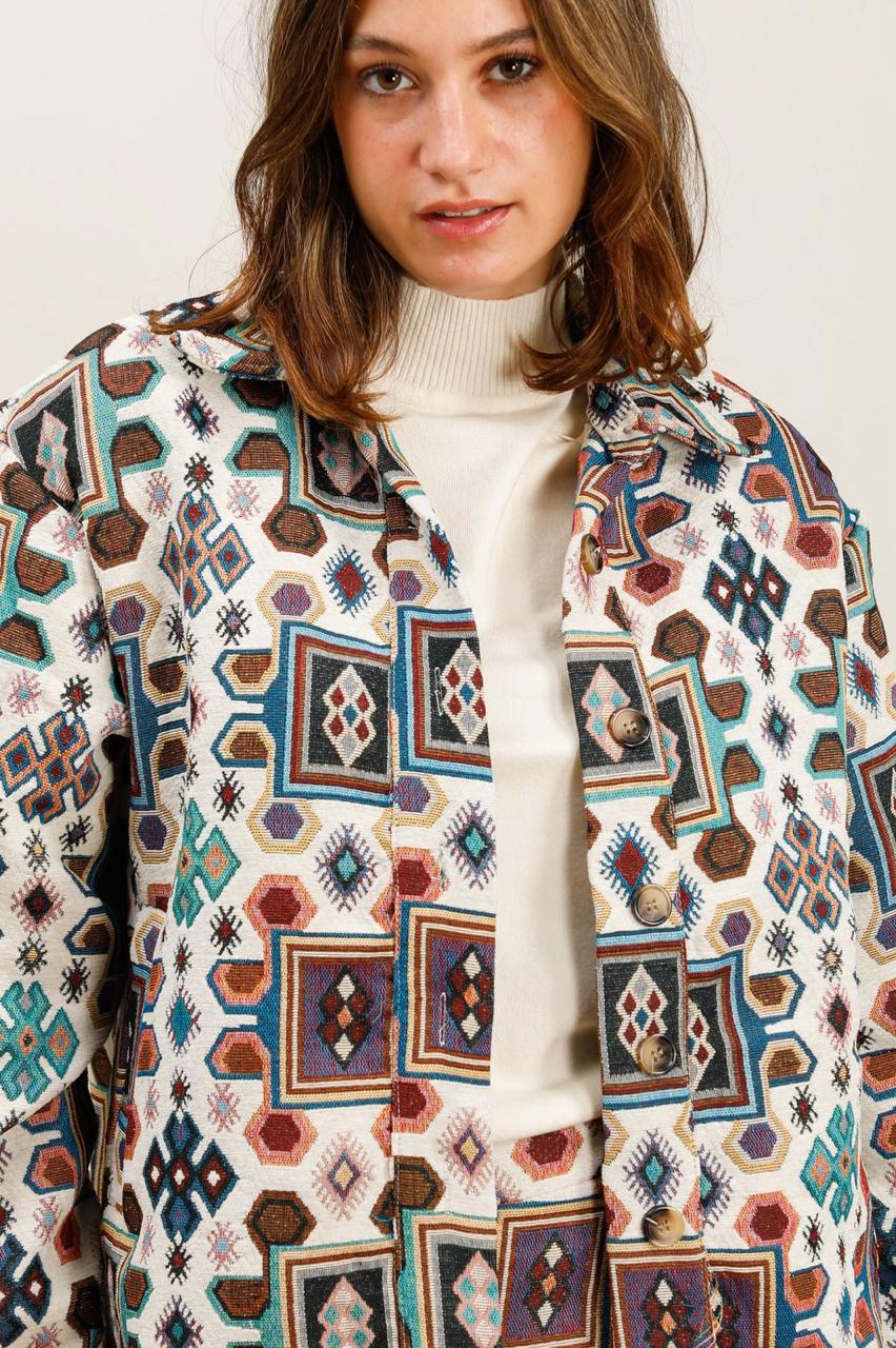 Jacket boho mix burgundy