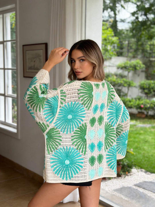 Cardigan crochet shells mint