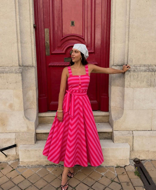 Dress stripe red pink