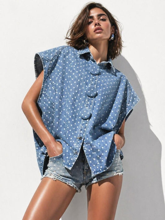 Vest polka blue white
