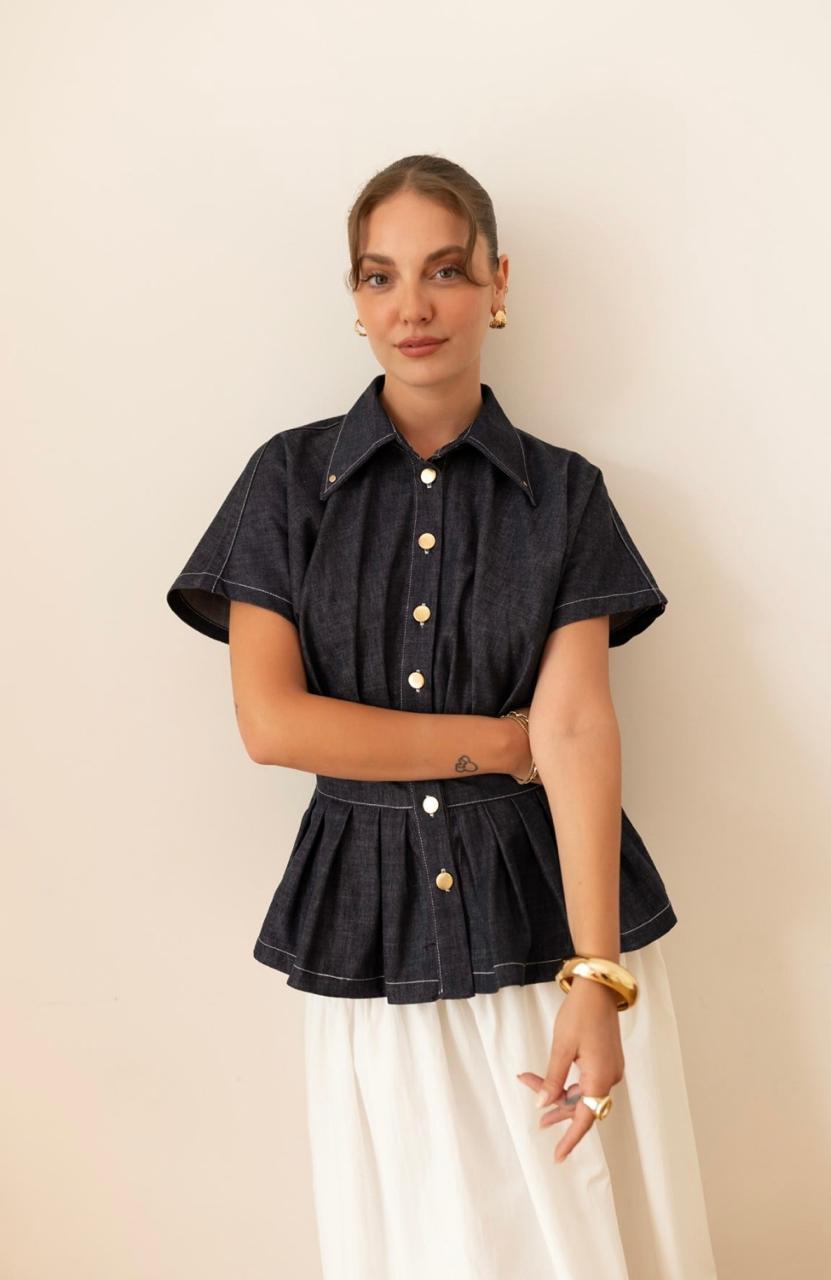 Shirt denim half sleeves