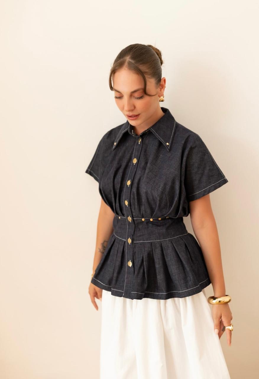 Shirt denim half sleeves