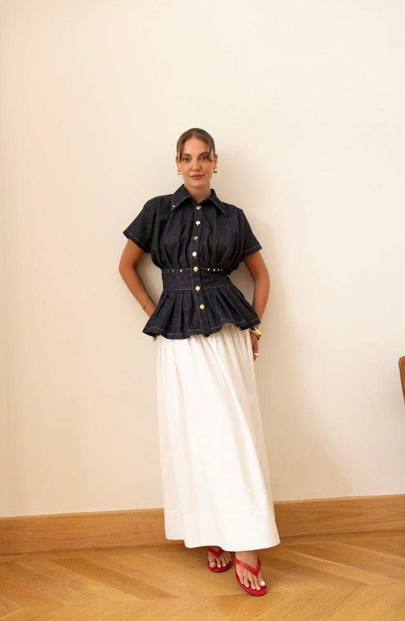 Shirt denim half sleeves