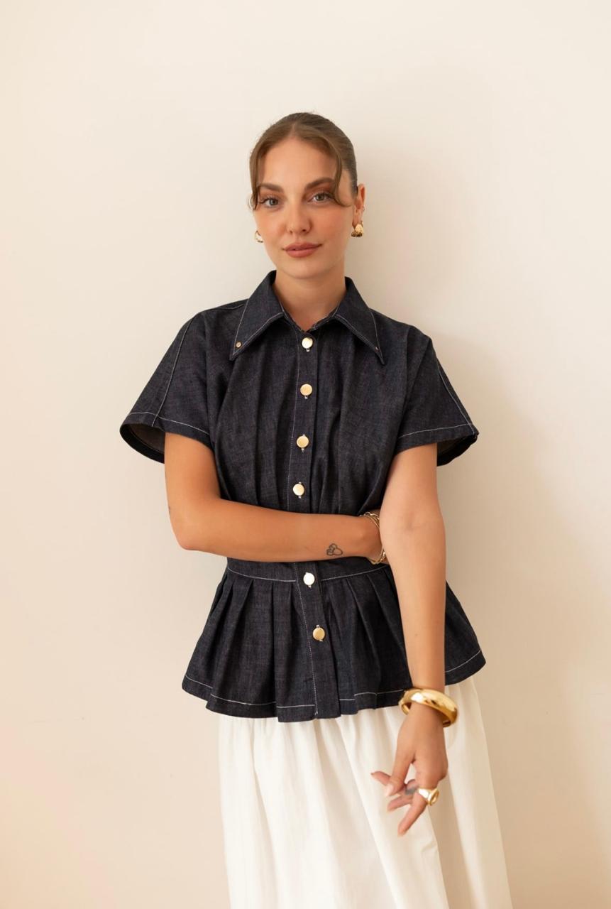 Shirt denim half sleeves