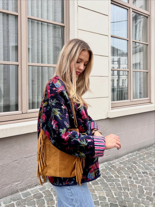 Jacket suede floral Navy