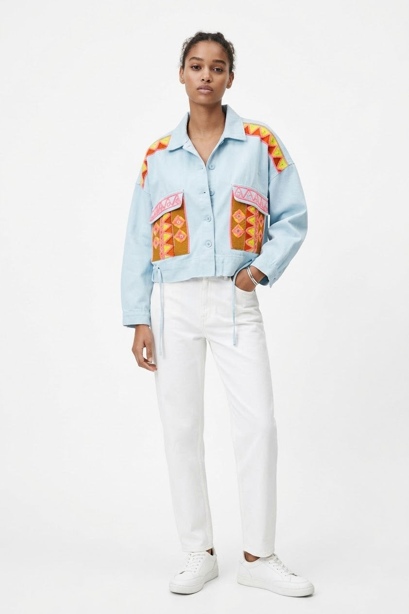 Jacket embroidery blue