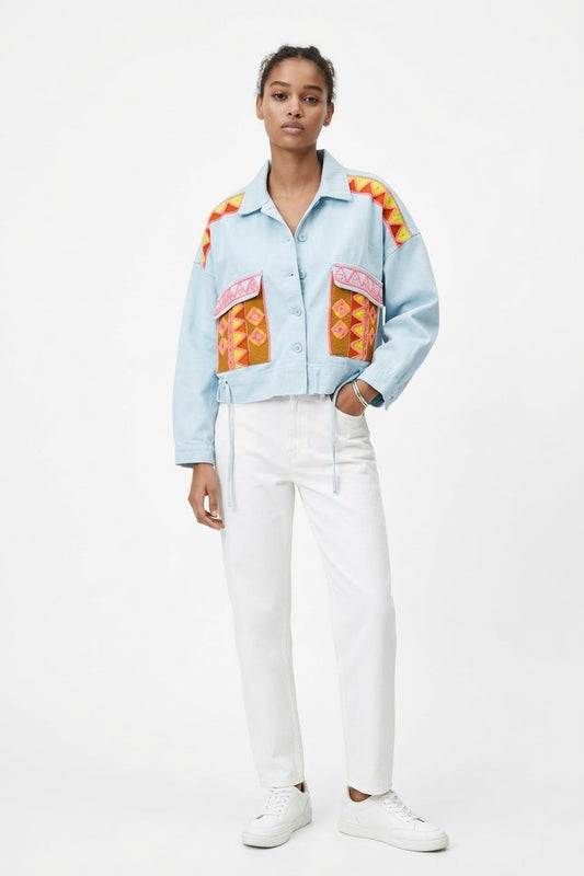 Jacket embroidery blue
