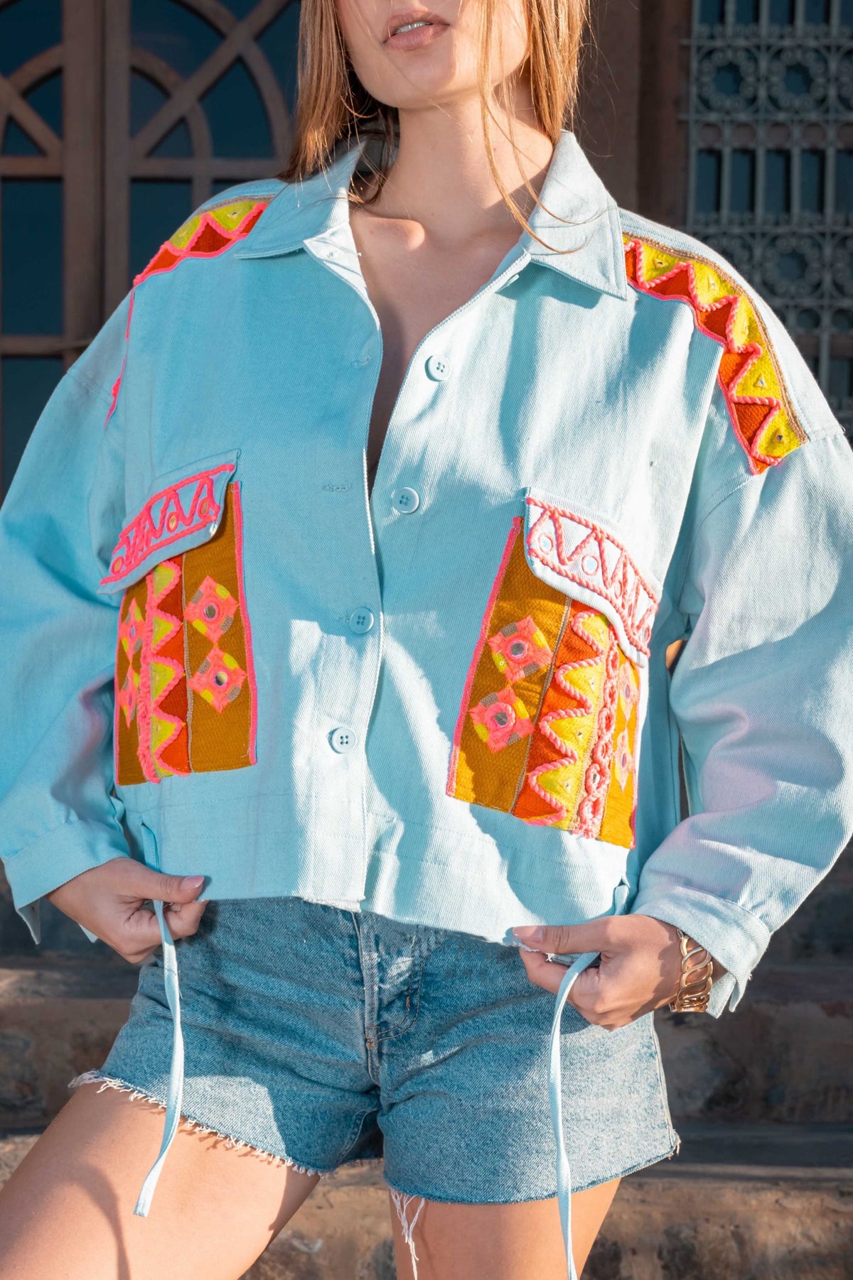 Jacket embroidery blue