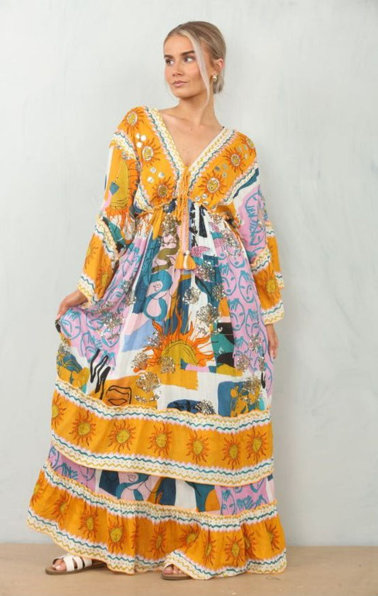 Dress mustard multicolor