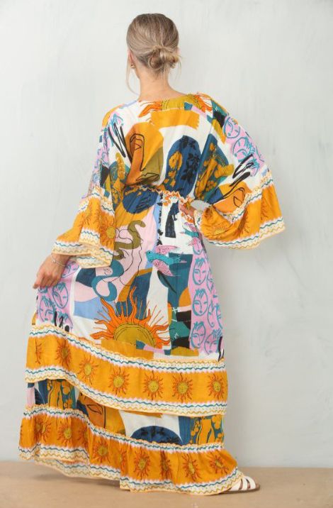 Dress mustard multicolor