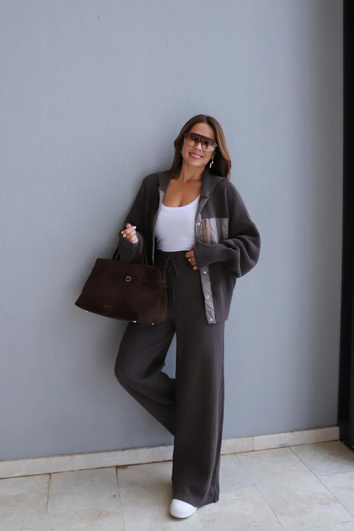 Set cafe knit buttons