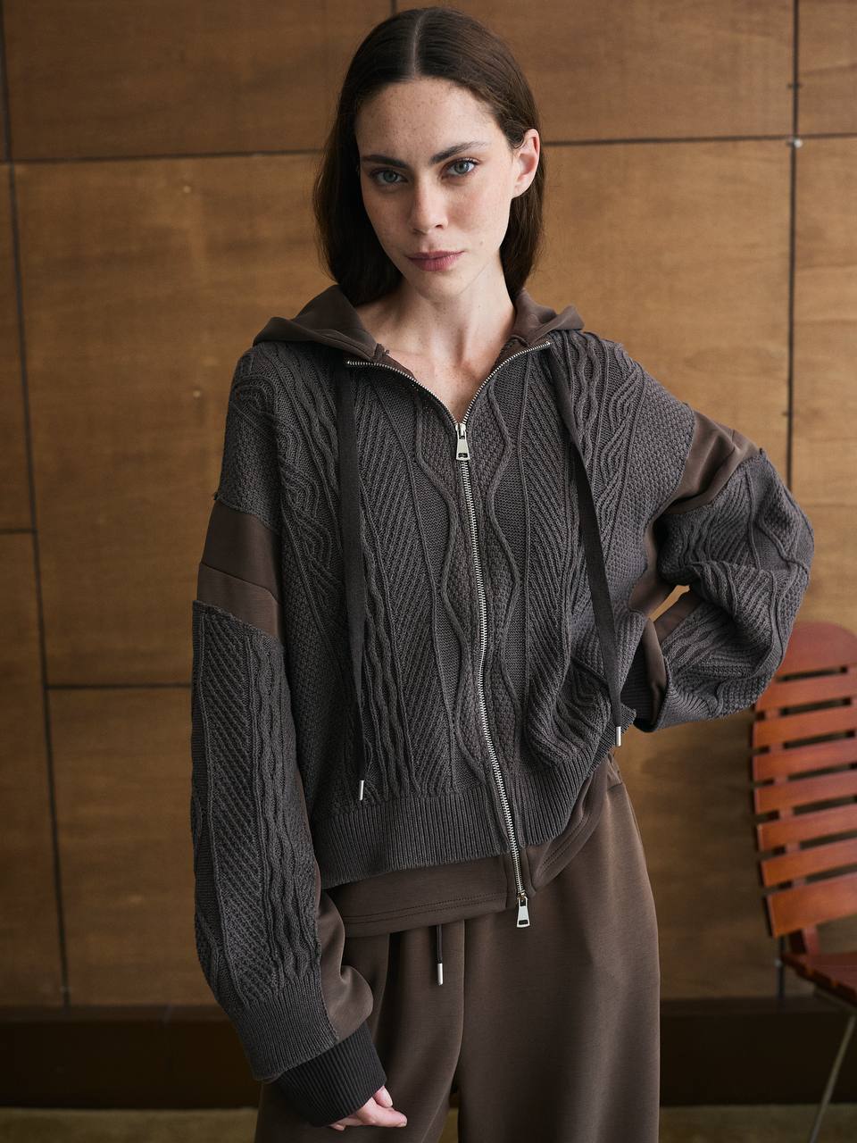 Set knit mix brown